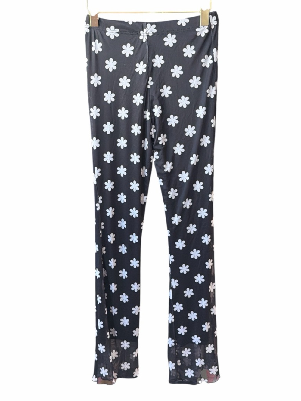 Nasty Gal Black Mesh Daisy Flare Pants Y2K Festival Size 2 - Picture 3 of 4